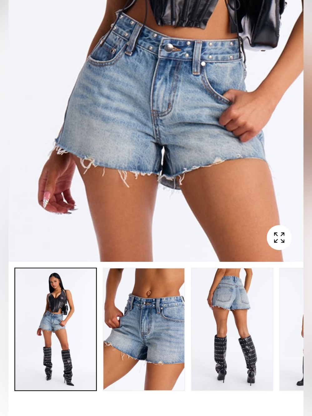 Fashion Nova Light Blue Distressed High-Rise Jean Shorts